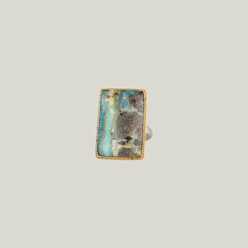 Boulder Opal Mixed Metal Ring - Amali (Consigned)