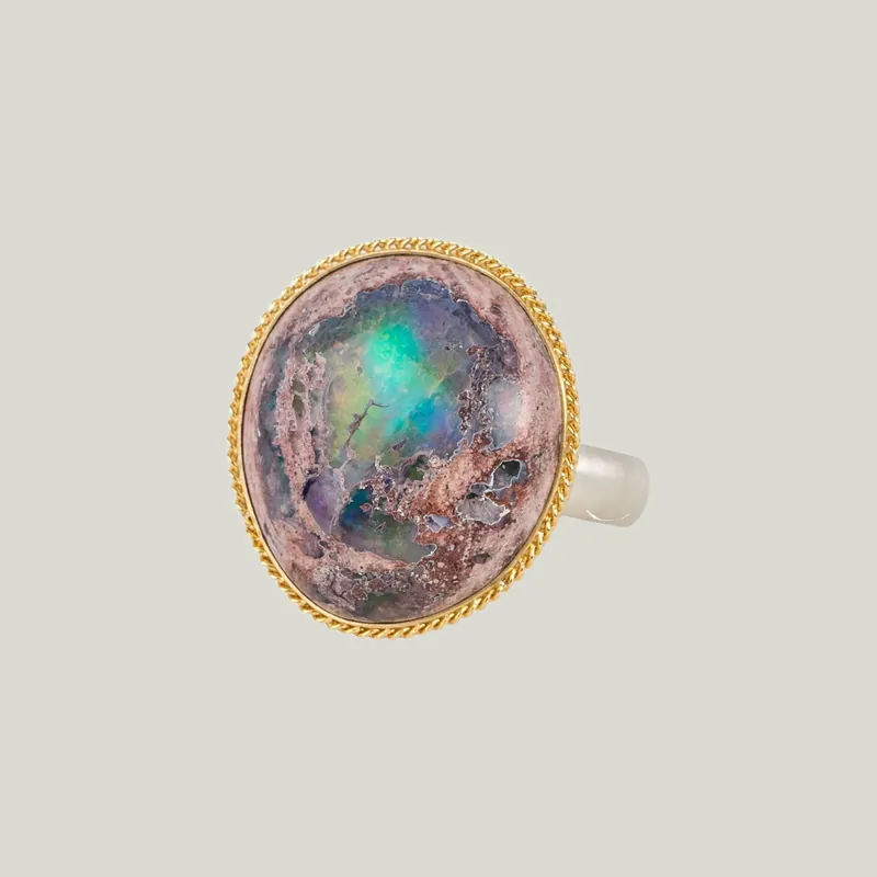 Mexican Opal Mixed Metal Ring - Amali (Consigned)