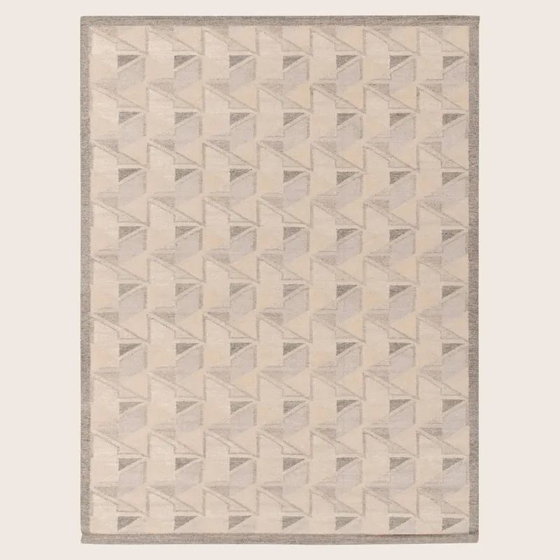 Grey Swedish Inspired Flatweave Wool Rug - 6' x 8'10"