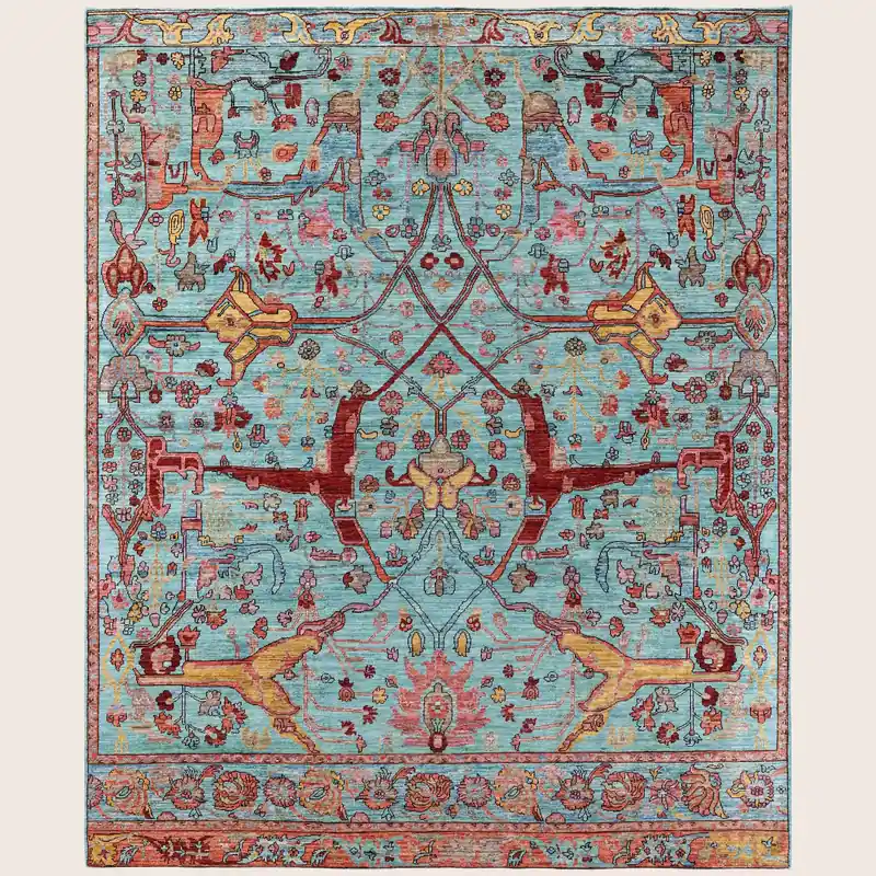 Teal Soluna Traditional Wool Rug - 8'3" x 9'10"