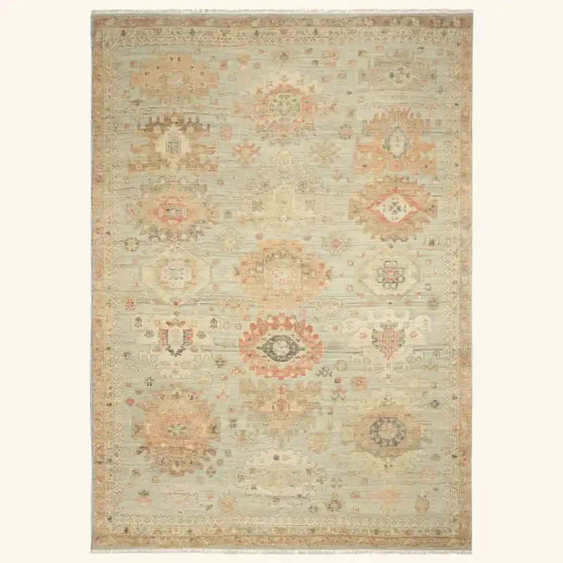 Light Blue Essentials Traditional Wool Linen Blend Rug - Nourison Industries, Inc.