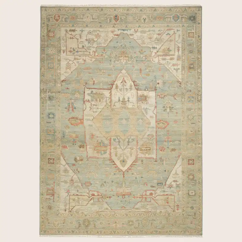 Light Blue Essentials Traditional Wool Cotton Rug - Nourison Industries, Inc.