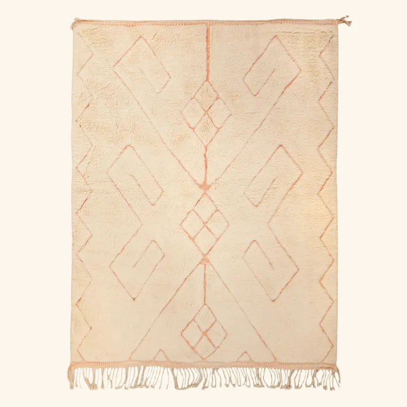 Ivory Moroccan Berber Wool Rug - 5'5" x 7'3"