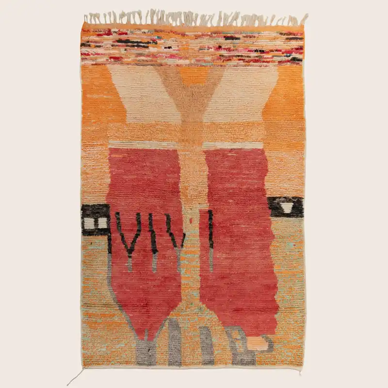 Multicolored Moroccan Berber Wool Rug - 5'5" x 8'6"