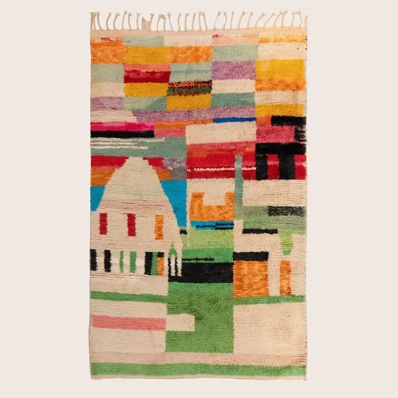 Multicolored Moroccan Berber Wool Rug - 5'5" x 8'10"