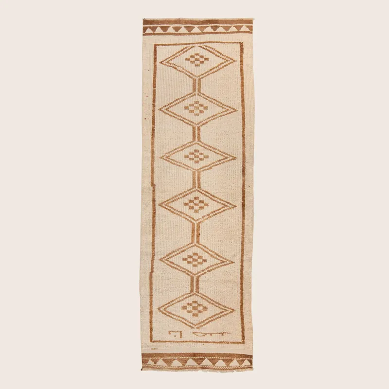 Beige Traditional Turkish Wool Runner - 3'1'' x 10'3''