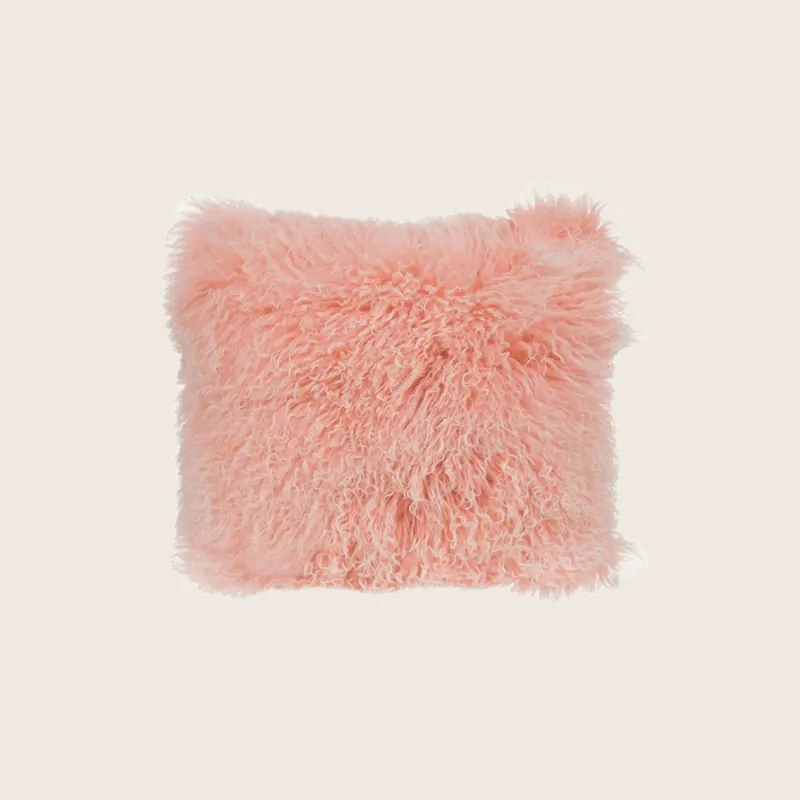 Mongolian Fur Pillow, Rose Quartz - Aviva Stanoff