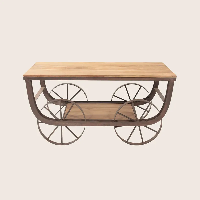 Vintage Wood Coffee Table on Wheels - Golden Oldies