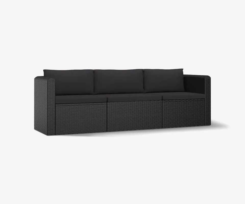 Black Rattan Patio Lounge Set - Doba