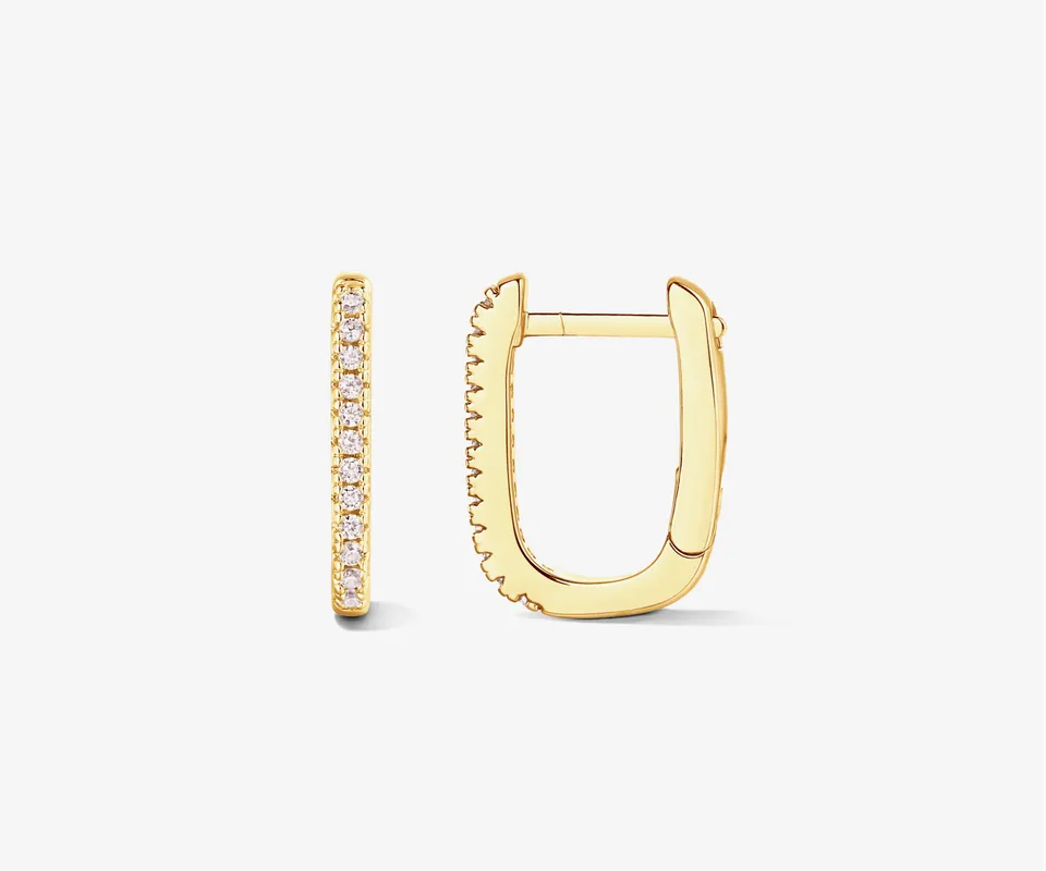 Pavé Elongated Hoop Earrings - PAVOI