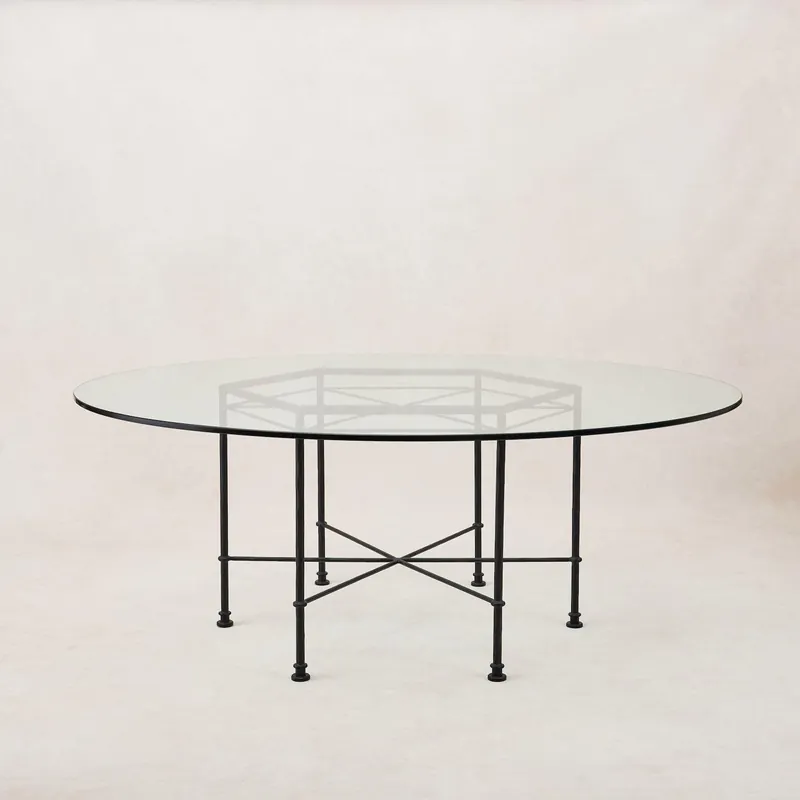 Provence Outdoor Glass Dining Table - Black Frame