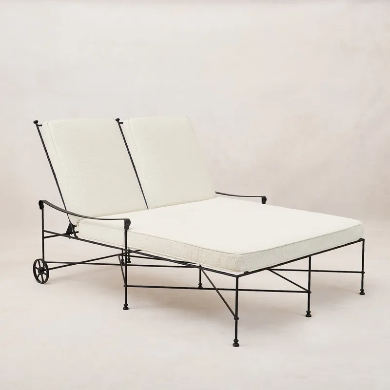 Provence Outdoor Double Chaise Lounge - Black Frame