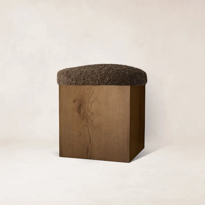 Saddle Oak Ottoman - Mocha