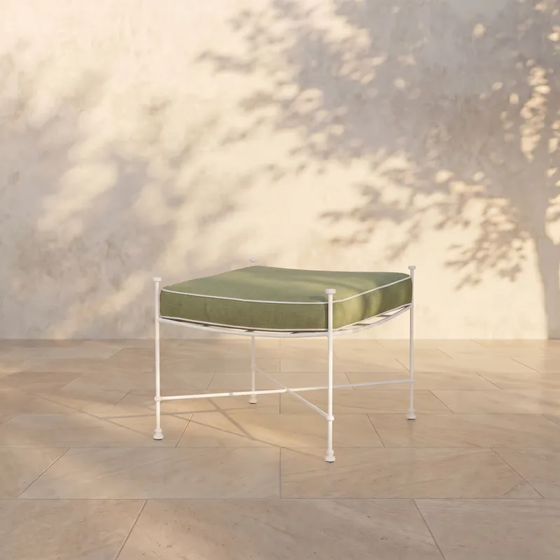 Provence Outdoor Ottoman - White Frame