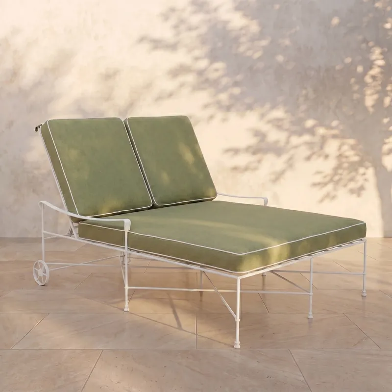 Provence Outdoor Double Chaise Lounge - White Frame