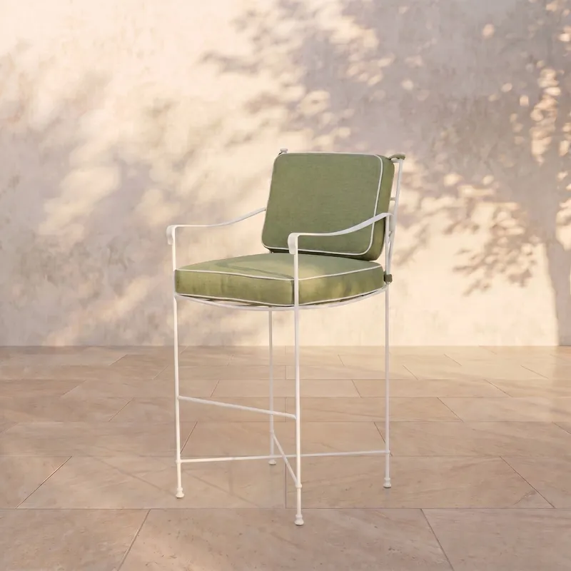 Provence Outdoor Counter Stool - White Frame