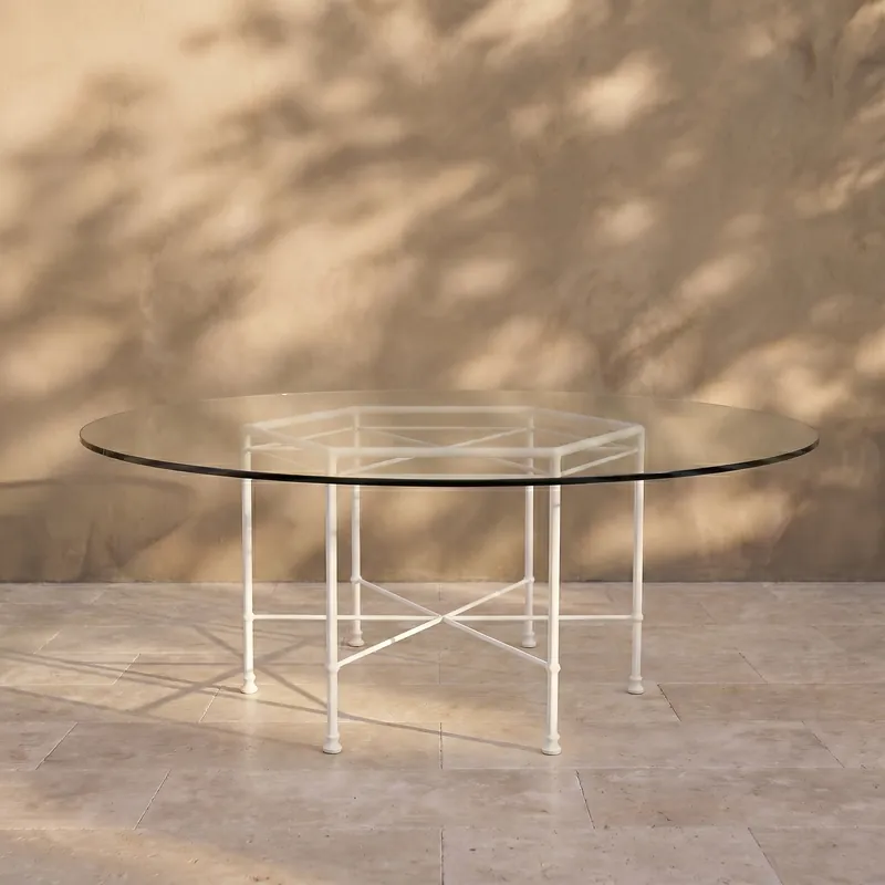 Provence Outdoor Glass Dining Table - White Frame