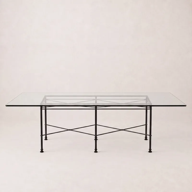 Provence Outdoor Glass Rectangular Dining Table- Black Frame