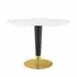 Zinque 42 Inch Oval Dining Table in Gold White - New