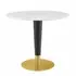 Zinque 36 Inch Artificial Marble Dining Table in Gold White - New