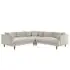 Zoya 3 Piece Down Filled Overstuffed Sectional Sofa in Heathered Weave Ivory - New