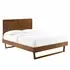 Alana King Wood Platform Bed With Angular Frame in Walnut - New
