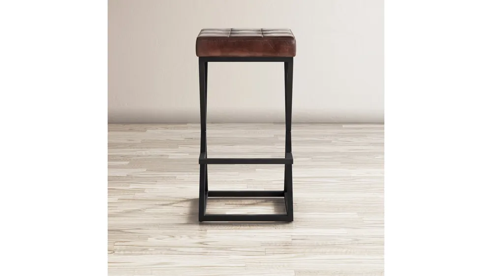 Global Archive Leather Stool Dark Brown - Jofran