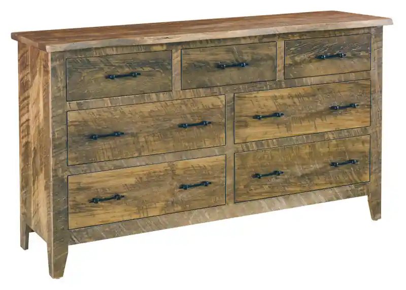 Amish Essentials Amish Rough Sawn 7 Drawer Dresser - Archbold Furniture