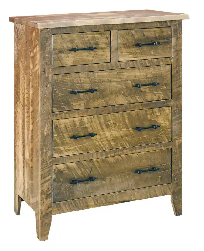 Amish Essentials Amish Rough Sawn 5 Drawer Chest – Small - Archbold Furniture