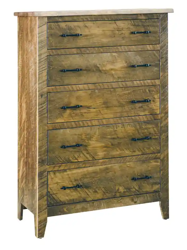 Amish Essentials Amish Rough Sawn 5 Drawer Chest – Large - Archbold Furniture
