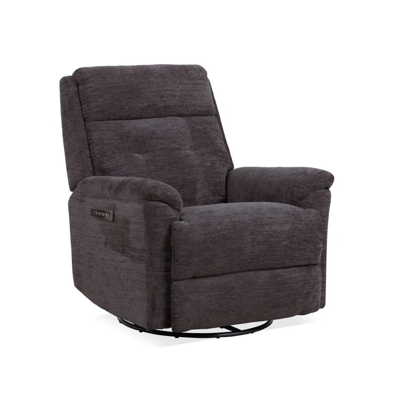 Sophisticated Fabric Power Swivel Gliding Recliner with Power Headrest & Lumbar in Steel - Flexsteel