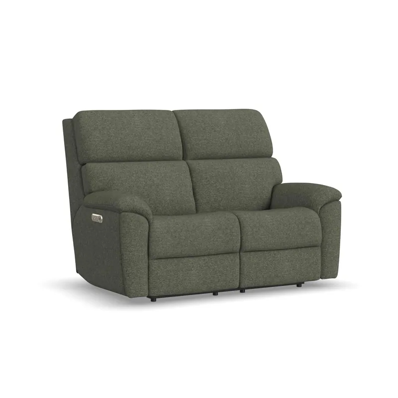 Porter Fabric & Leather Power Reclining Loveseat with Power Headrest & Lumbar - Flexsteel