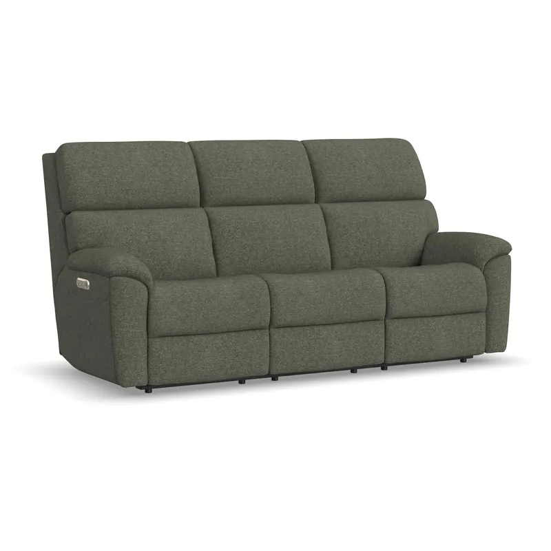 Porter Fabric & Leather Power Reclining Sofa with Console, Power Headrest, & Lumbar - Flexsteel