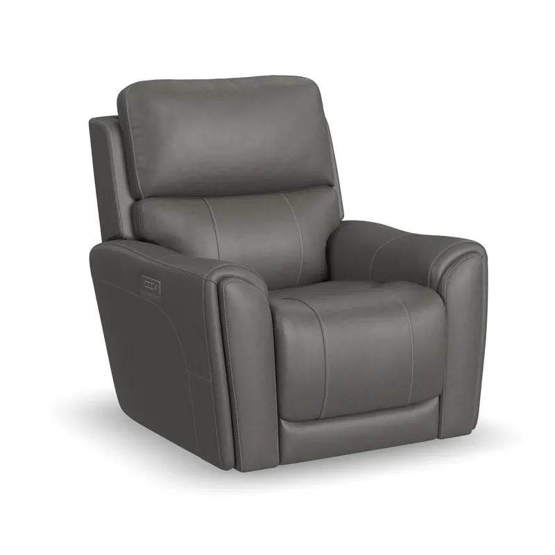 Carter Smoke Fabric Power Recliner with Power Headrest & Lumbar - Flexsteel