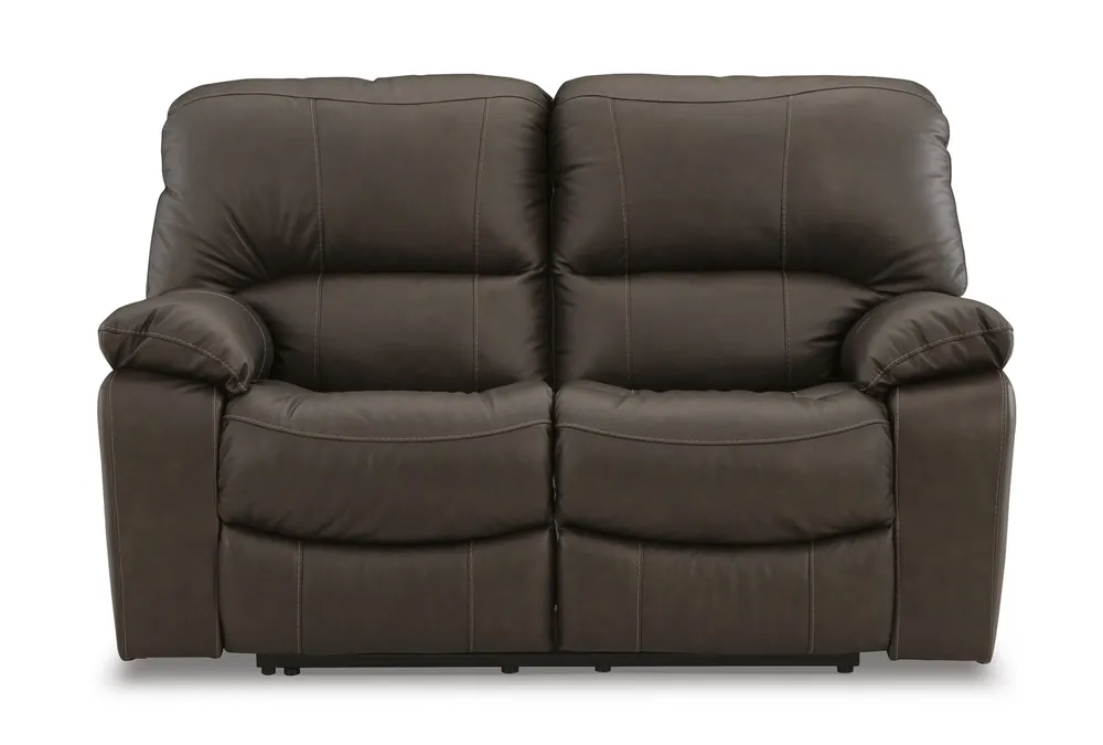 Ashley Leesworth Brown Power Reclining Leather Loveseat