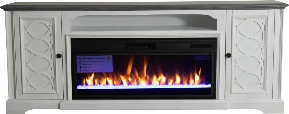 A Plus International Montgomery 82" White Fireplace TV Stand