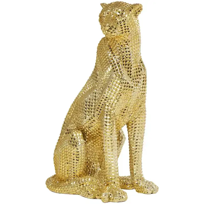Deco Marché Gold Resin Diamond Facet Leopard