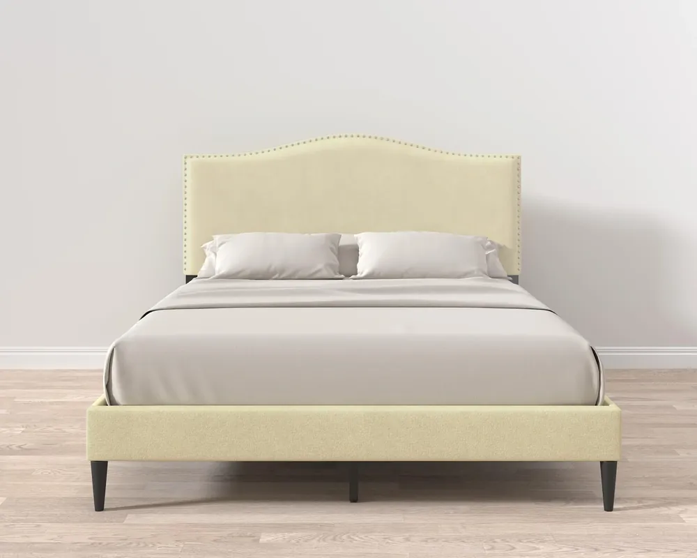 Rize Home Leighford Upholstered Bed in Beige - Queen