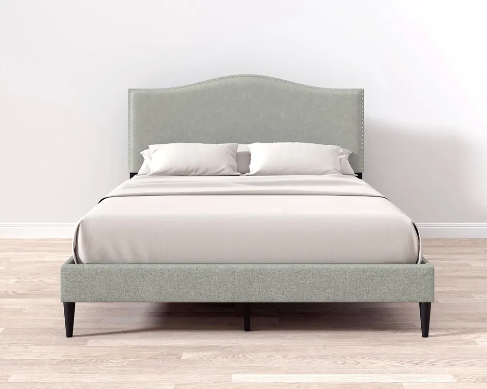 Rize Home Leighford Upholstered Bed in Stone Gray - Queen