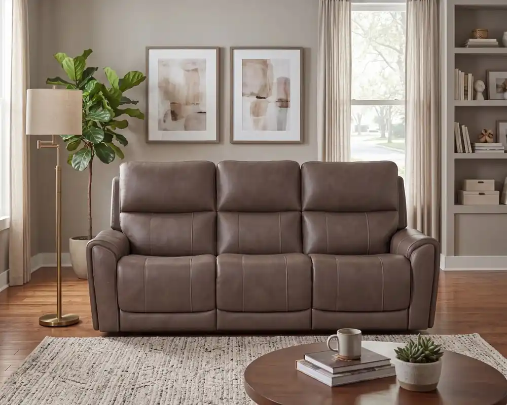 Flexsteel Carter Cappuccino Power Reclining Sofa with Drop Down Console