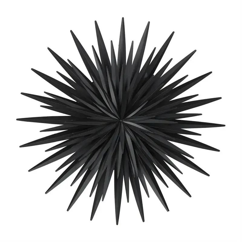 Uma 36 x 36 Black Metal Sunburst Wall Sculpture - Deco Marché