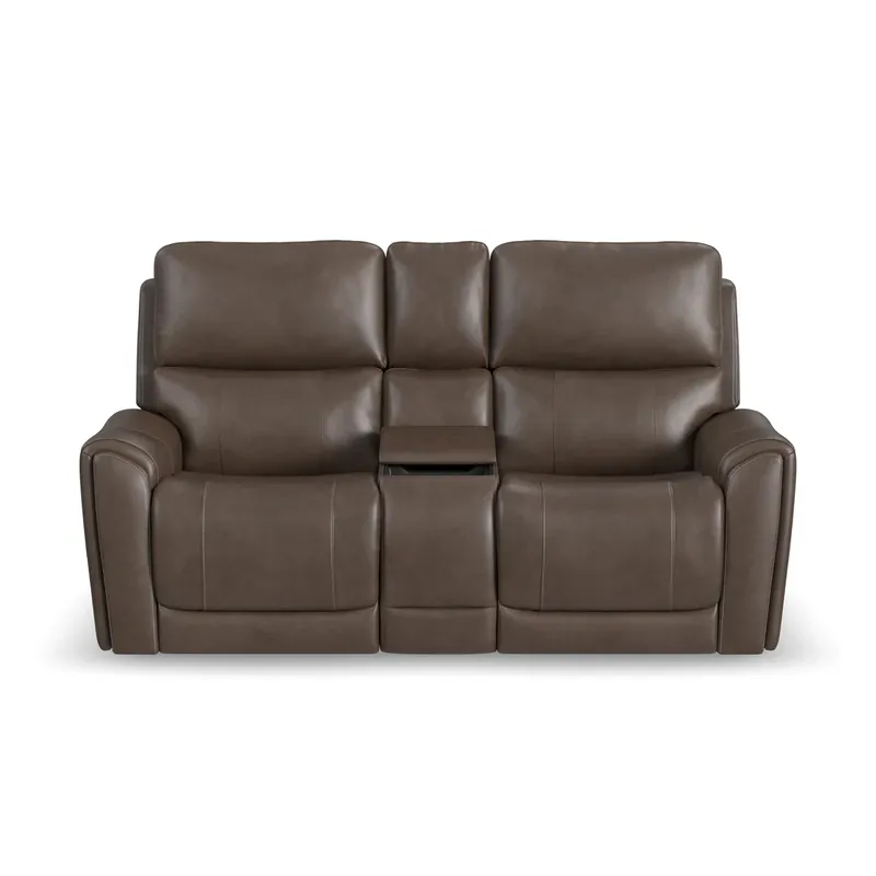 Flexsteel Carter Cappuccino Power Reclining Loveseat with Console