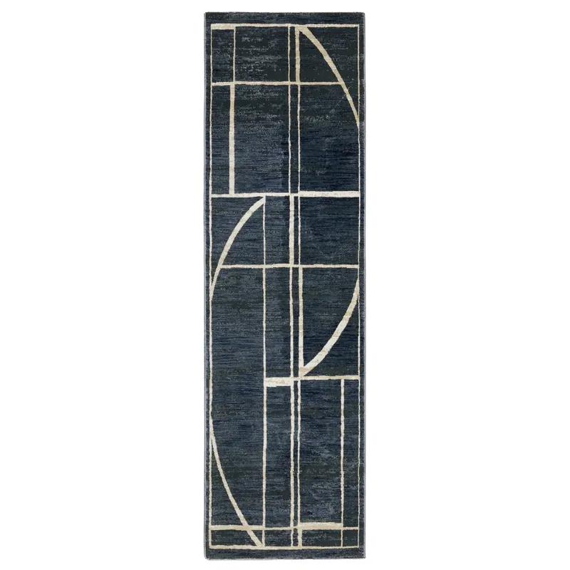 Sphinx Reed Rug in Blue Ivory - 2.3 x 7.6