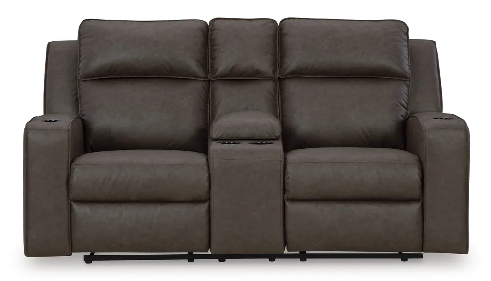 Ashley Lavenhorne Umber Reclining Loveseat with Console