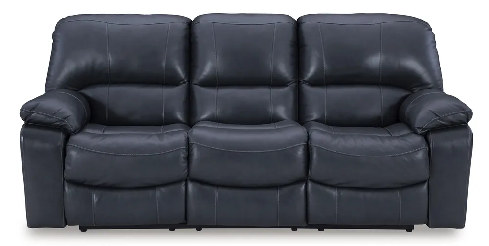 Ashley Leesworth Blue Leather Power Reclining Sofa