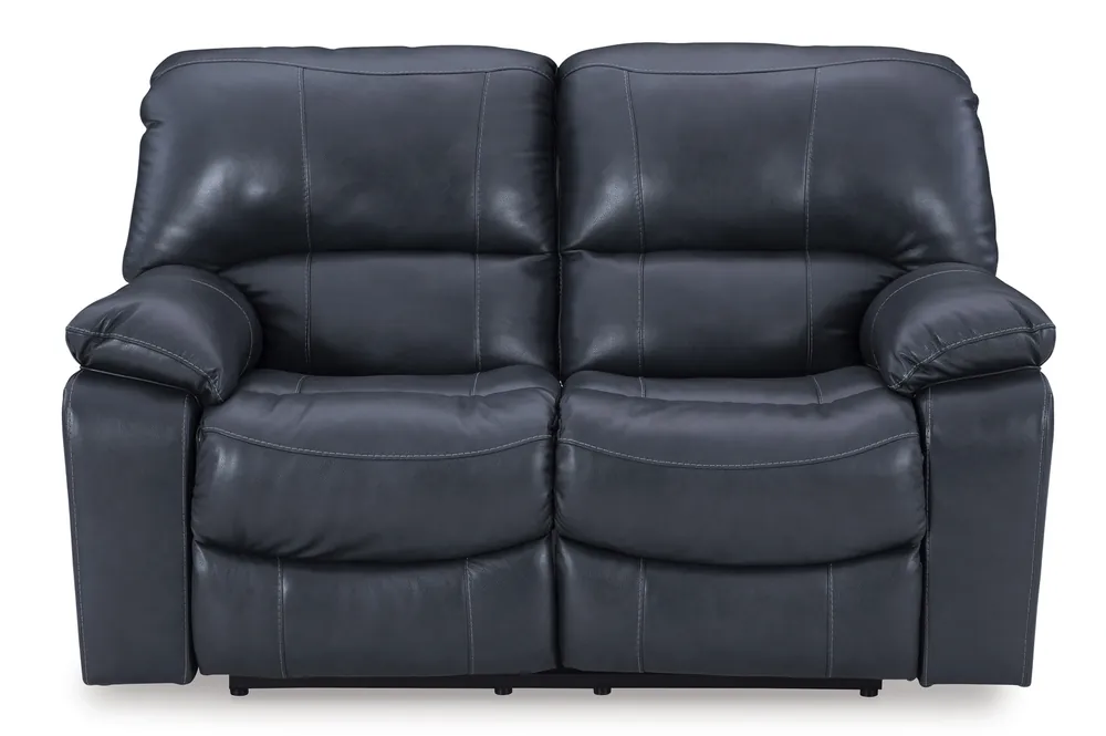 Ashley Leesworth Blue Leather Power Reclining Loveseat