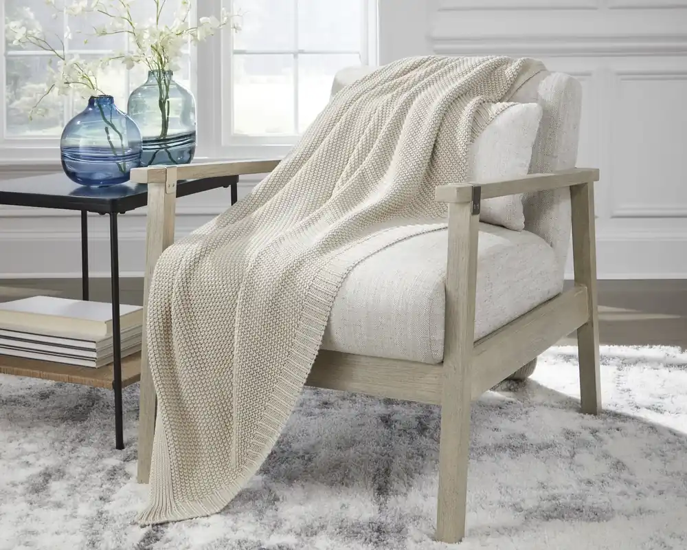 Ashley Gayelery Knit Throw Blanket in Sand - 53.5 x 70.5