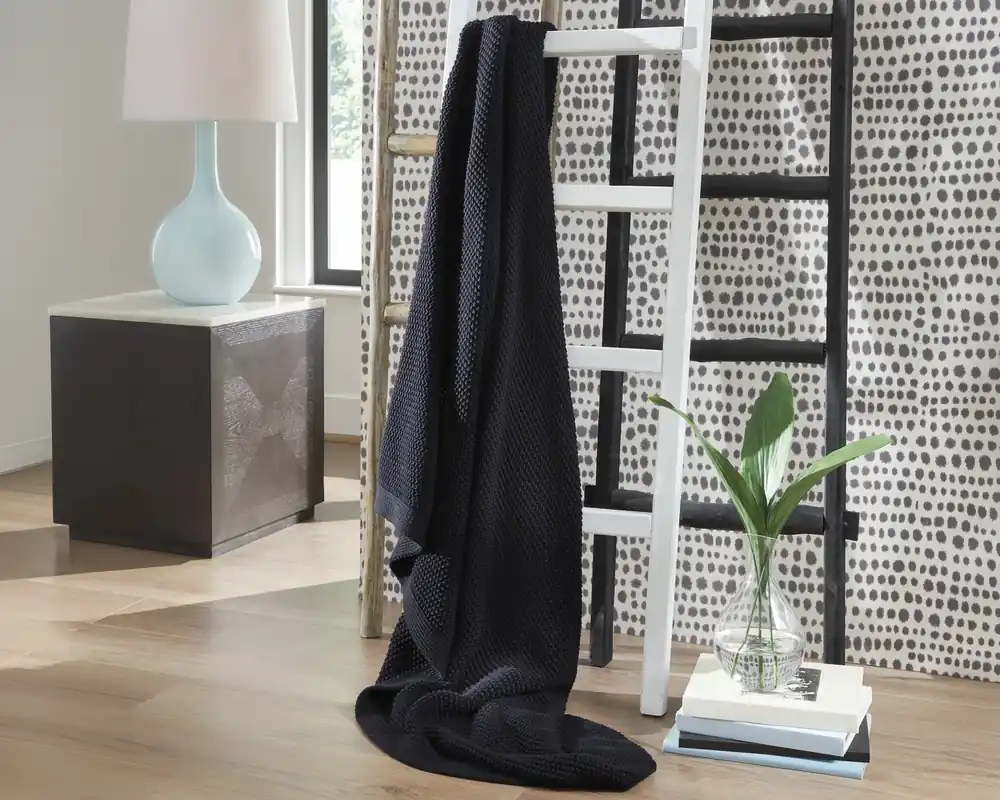 Ashley Gayelery Knit Throw Blanket in Black - 53.5 x 70.5