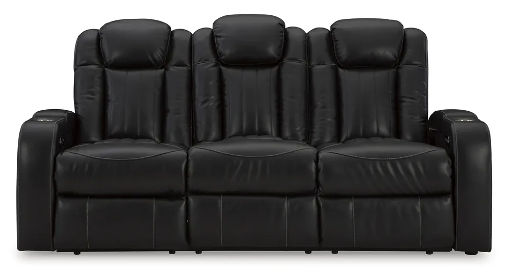 Ashley Caveman Den Power Reclining Sofa with Drop-Down Console
