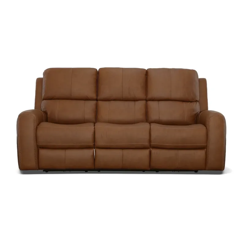 Flexsteel Linden Caramel Leather Power Reclining Sofa